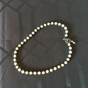 antique cultured pearl and silver bead necklace.  Silver and pearl clasp